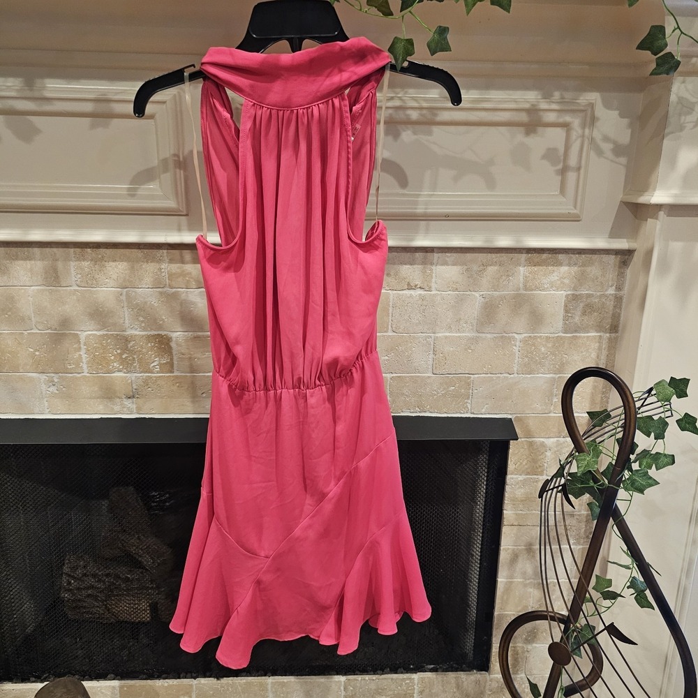 DO+BE Women's Classic Fushia Pink Halter Neck Draped Mini Dress Size S NWT